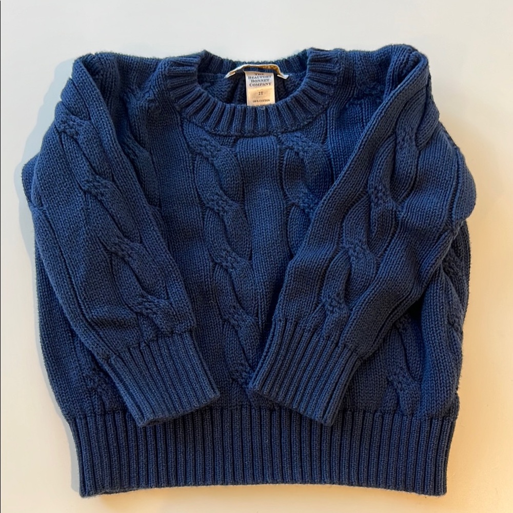 The Beaufort Bonnet Company Navy Cable Knit Sweater